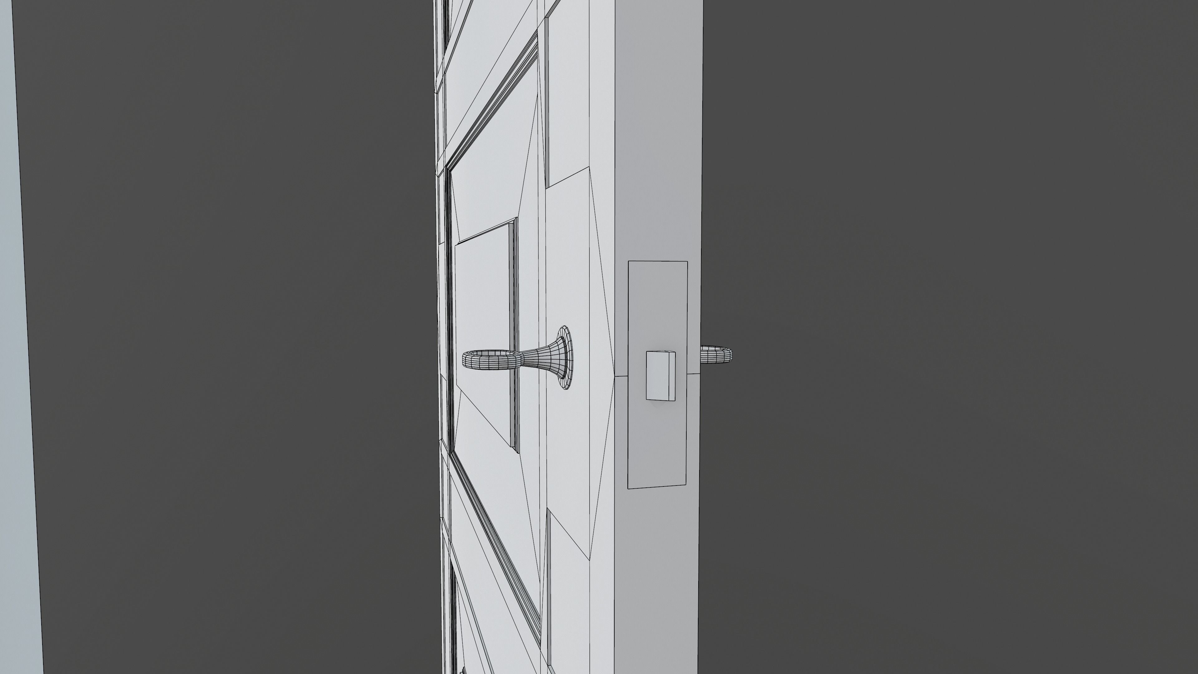 Door and doorframe Low-poly 3D model_15