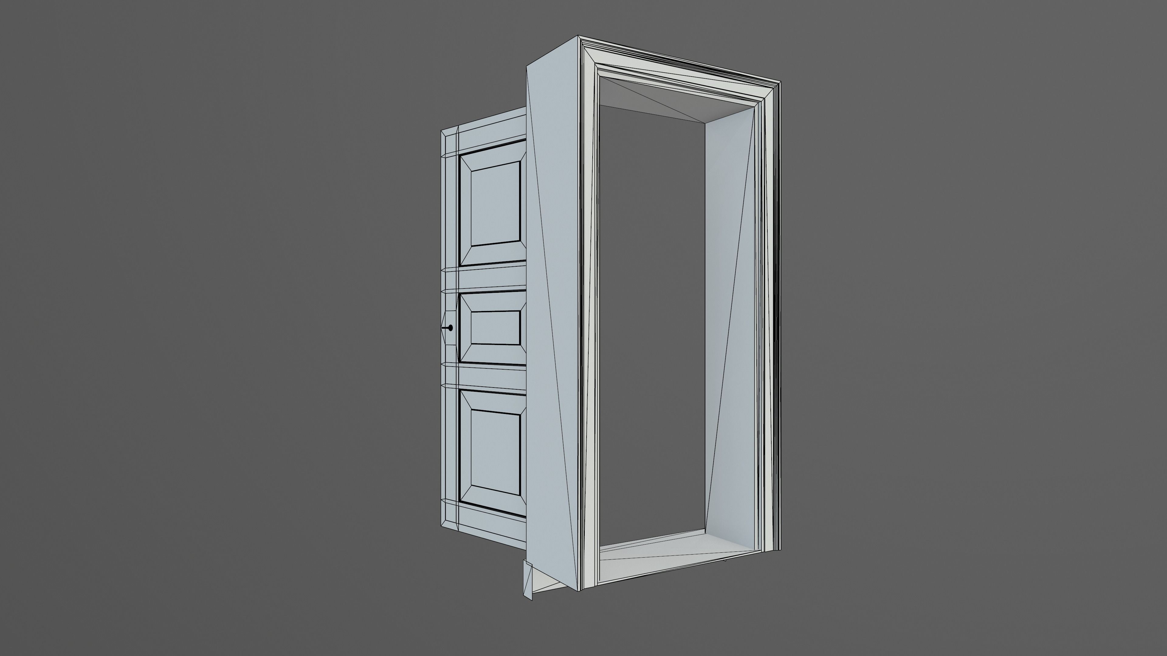 Door and doorframe Low-poly 3D model_10