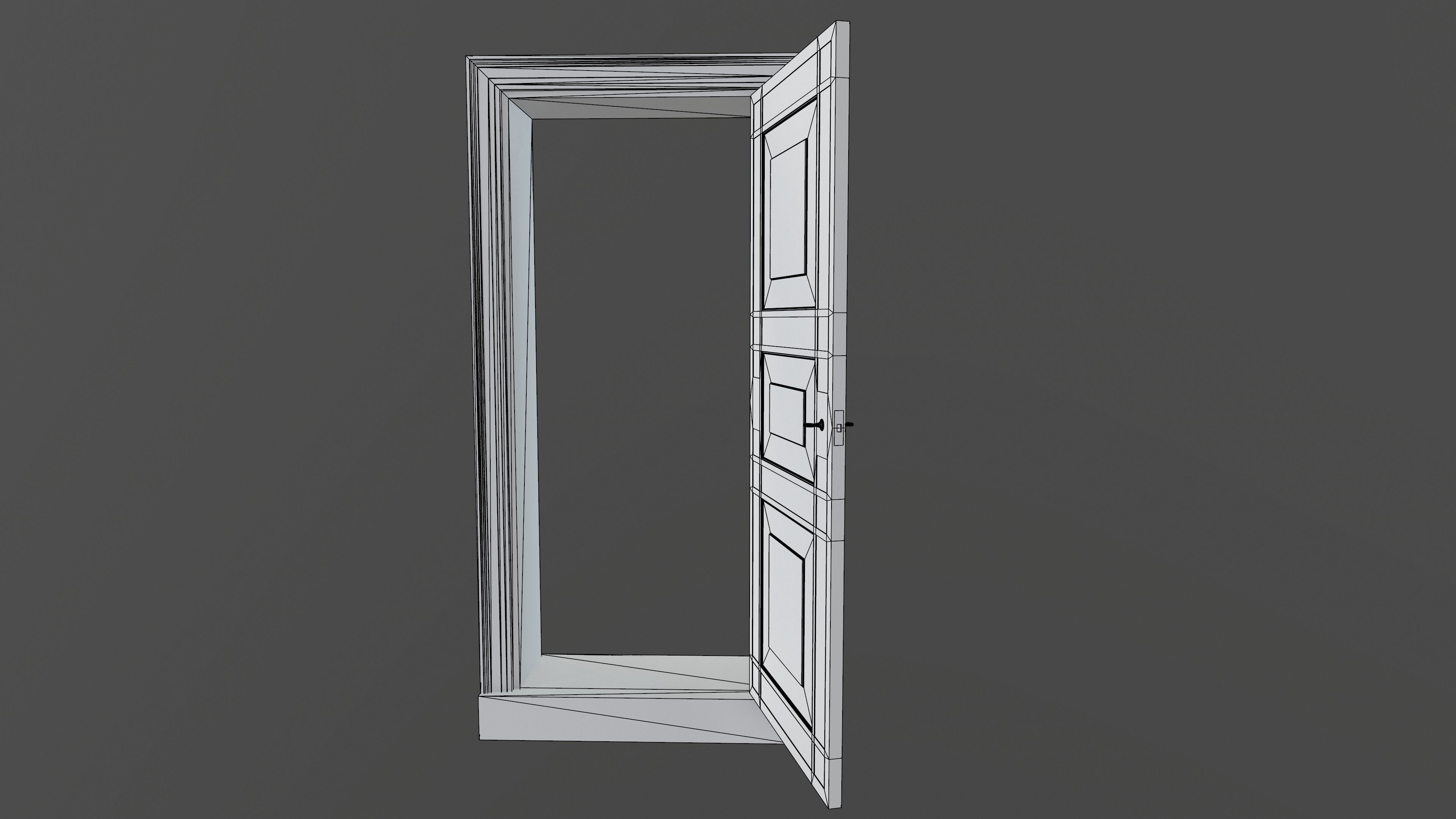 Door and doorframe Low-poly 3D model_14