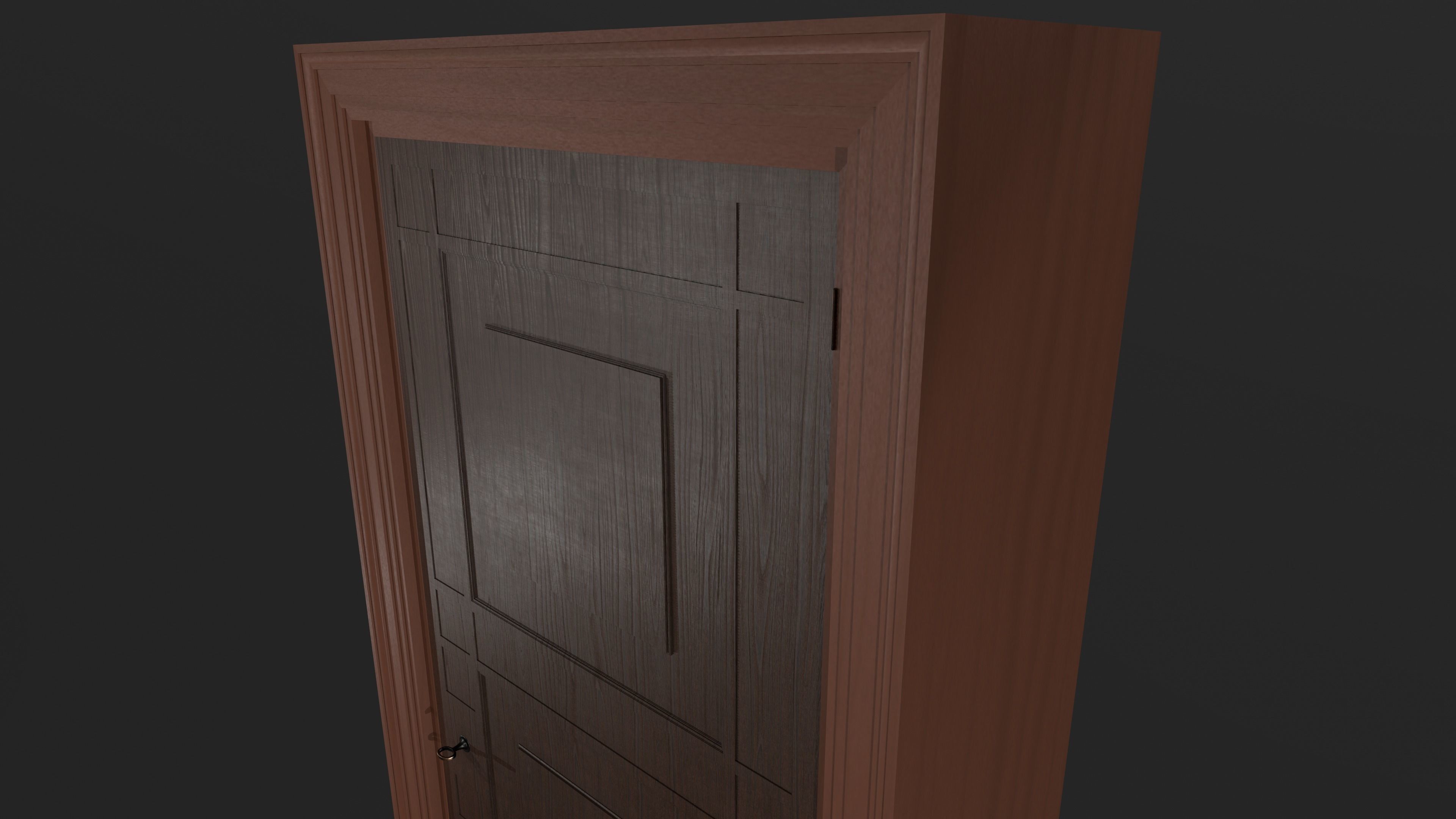 Door and doorframe Low-poly 3D model_5
