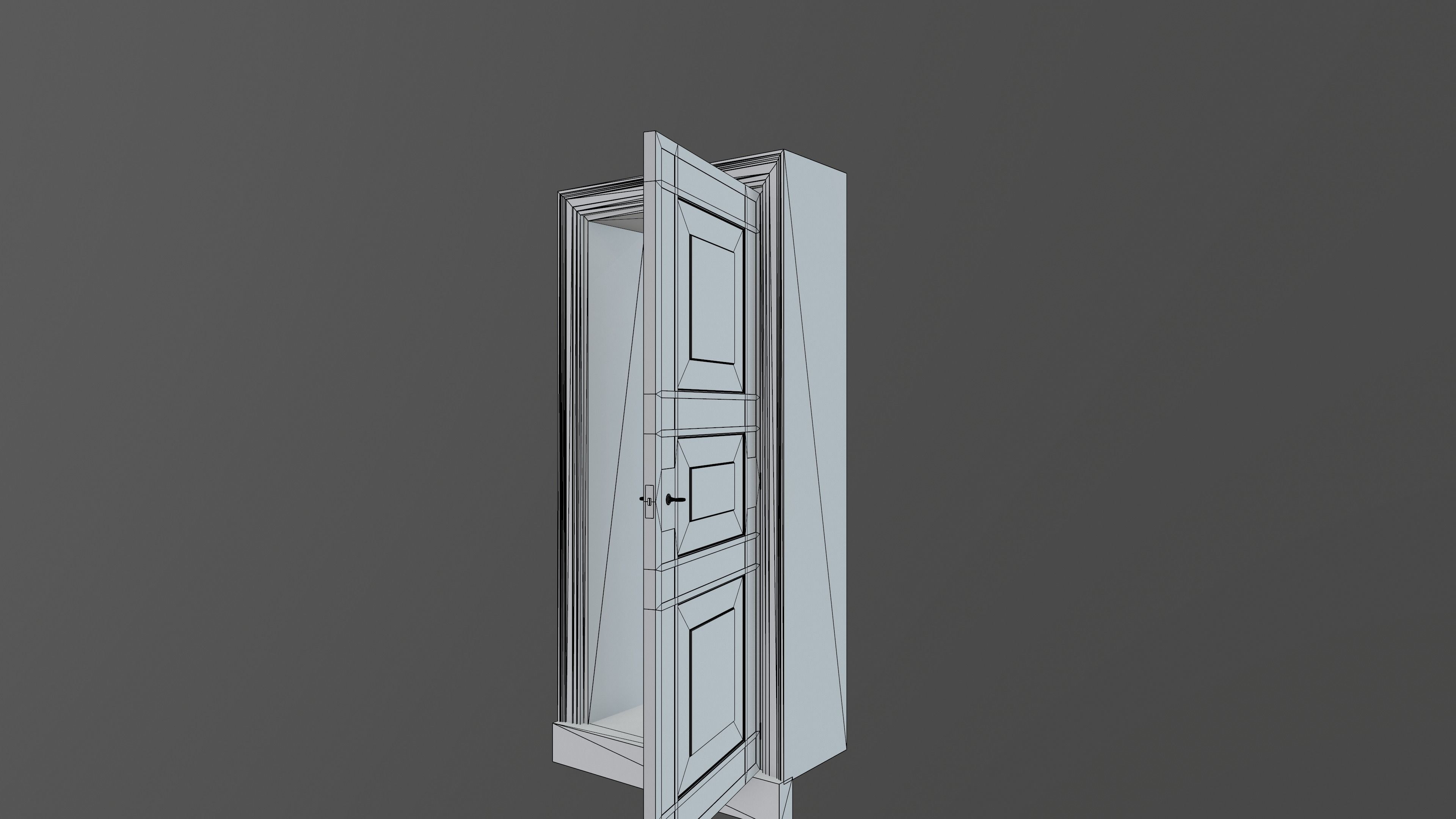 Door and doorframe Low-poly 3D model_12