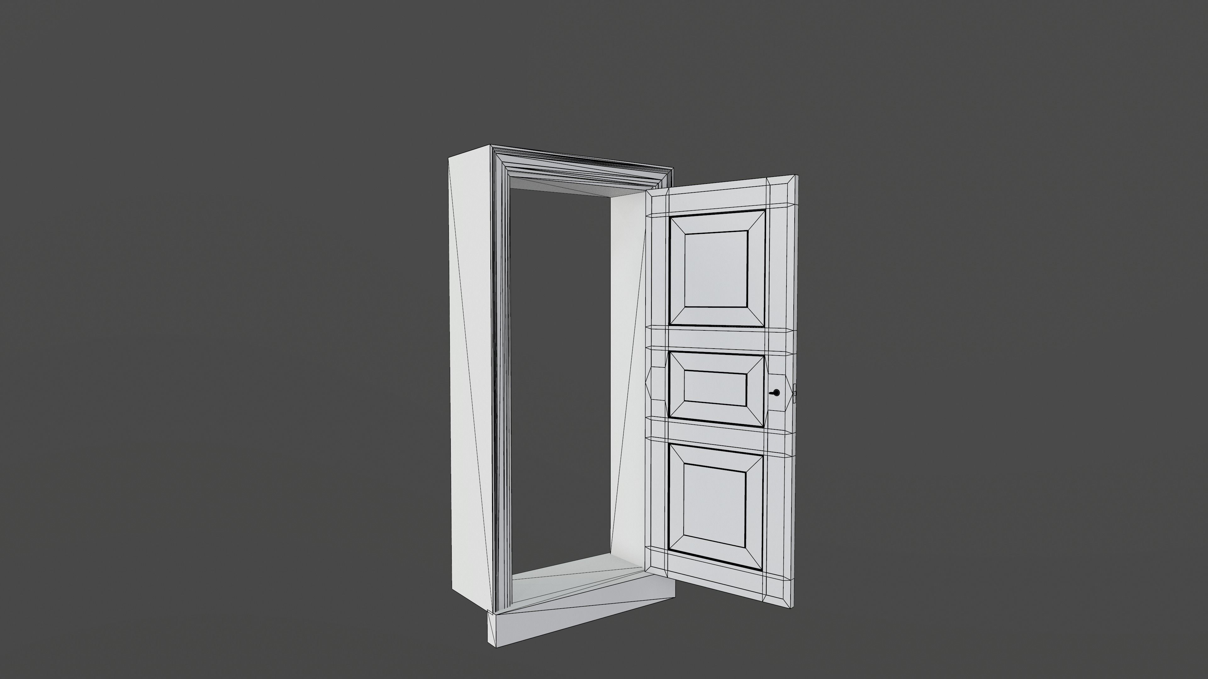 Door and doorframe Low-poly 3D model_13
