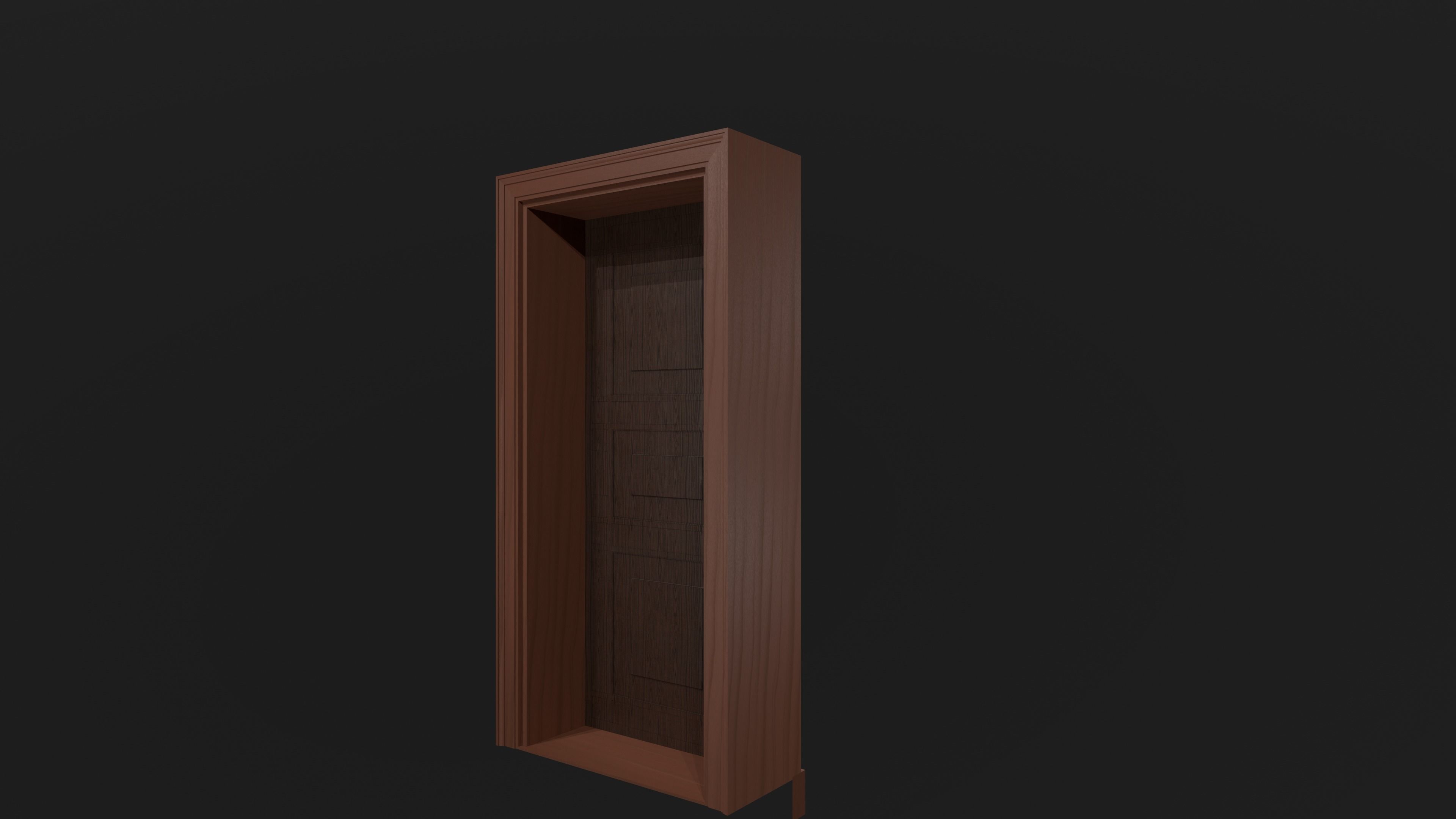 Door and doorframe Low-poly 3D model_7