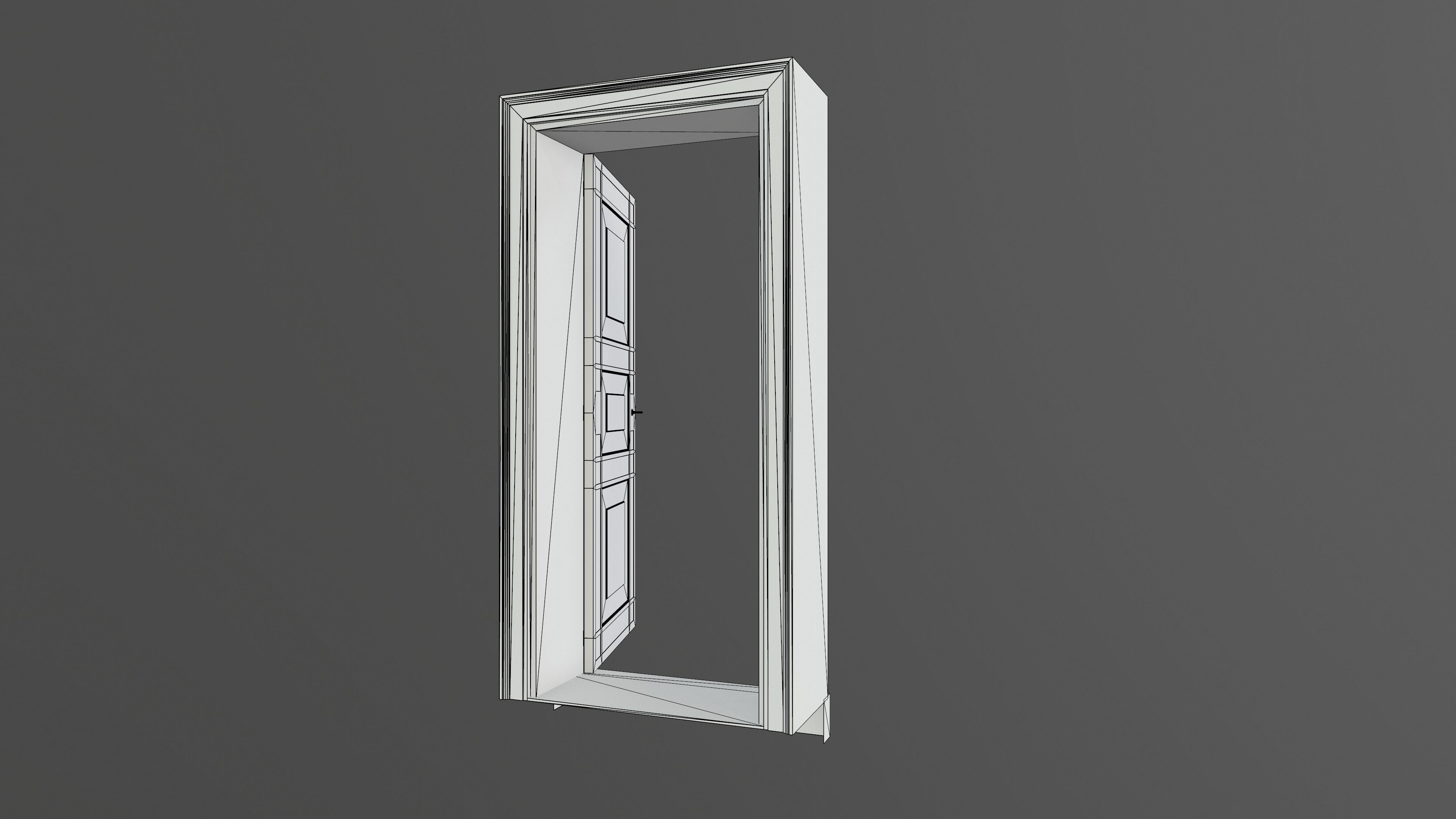 Door and doorframe Low-poly 3D model_9
