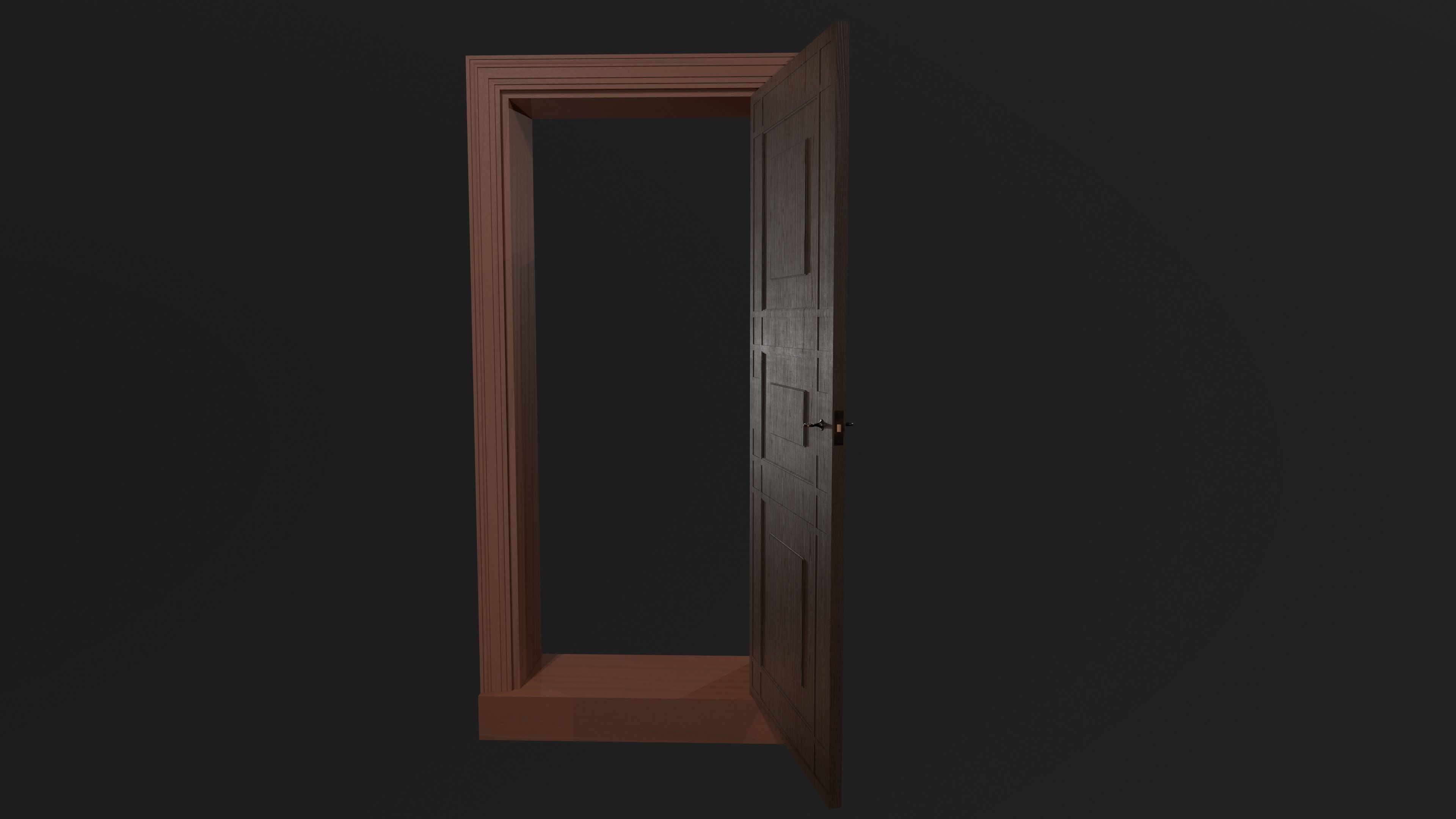 Door and doorframe Low-poly 3D model_8