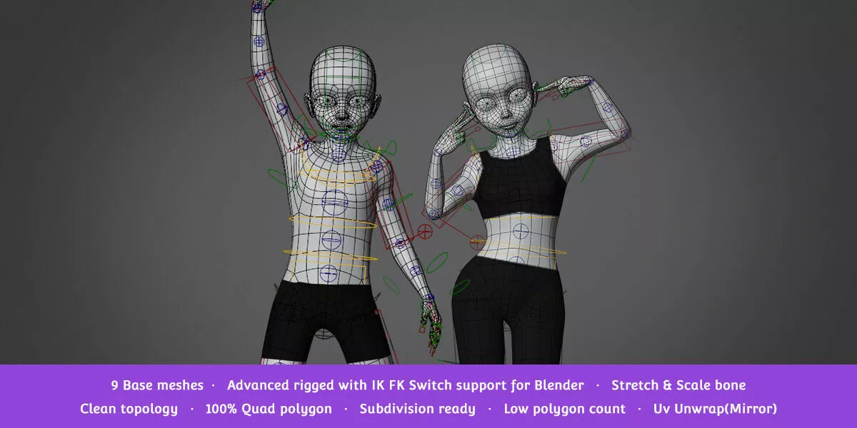 Base Meshes Child Starter Kit Low-poly 3D model