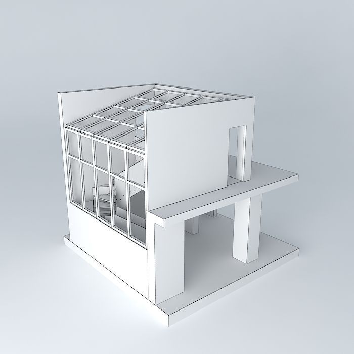 Modern glass staircase  Free 3D model_4
