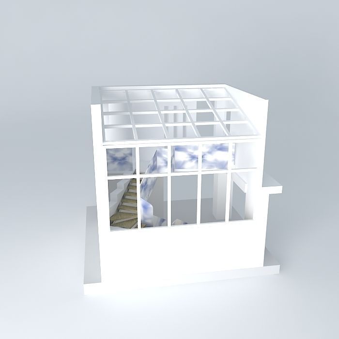 Modern glass staircase  Free 3D model_2