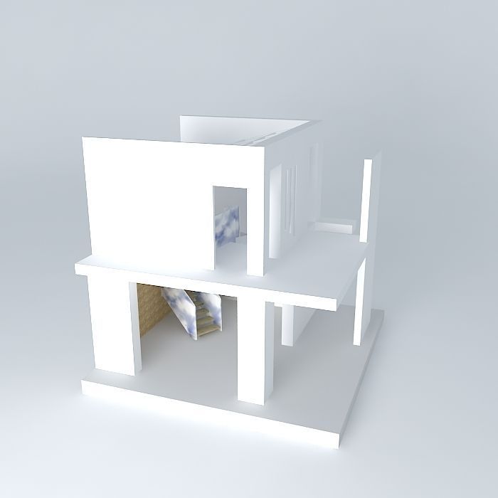 Modern glass staircase  Free 3D model_1