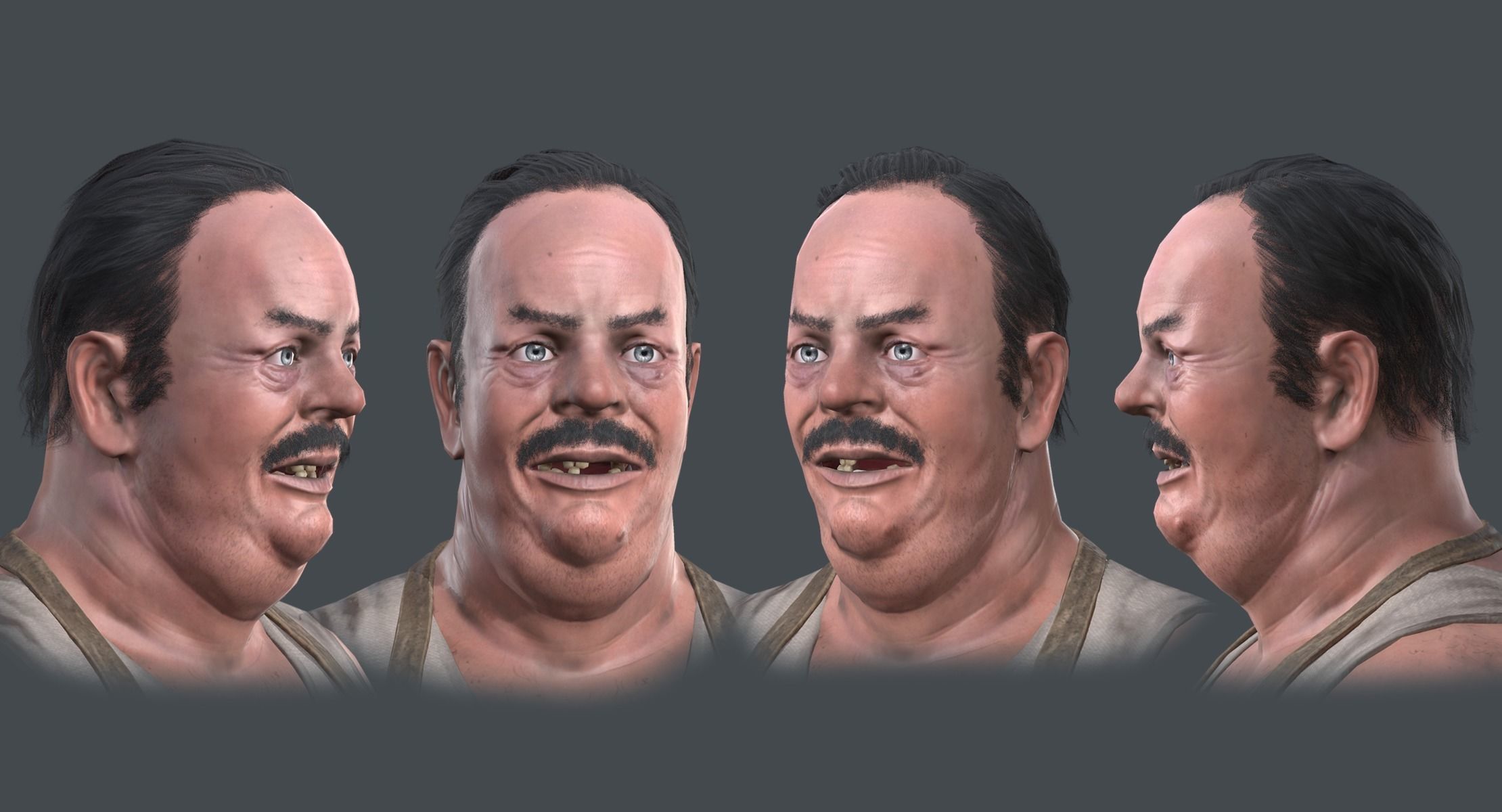 Butcher man in apron Low-poly 3D model_4