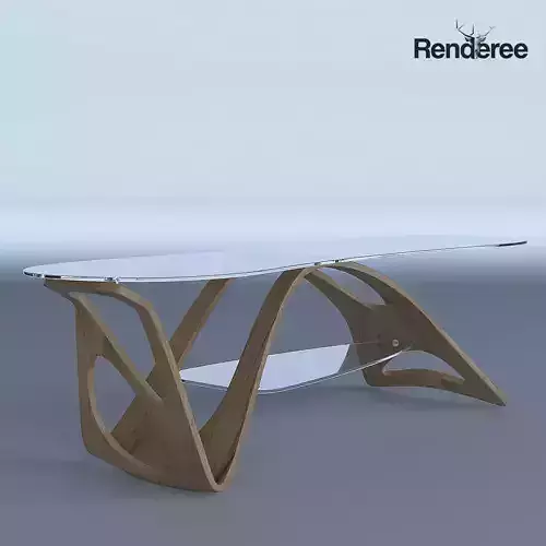 Glass and Wood Coffee Table
