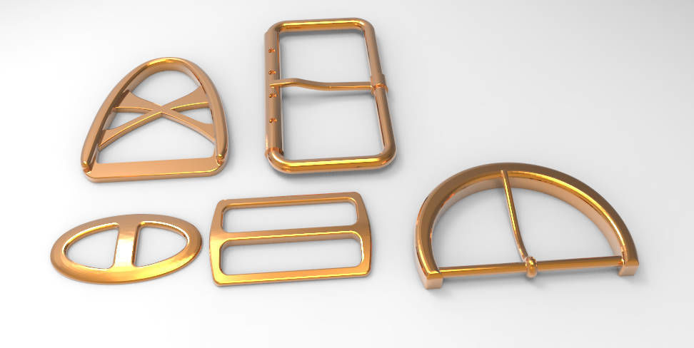 Set of 5 Shoe buckles 3D model_1