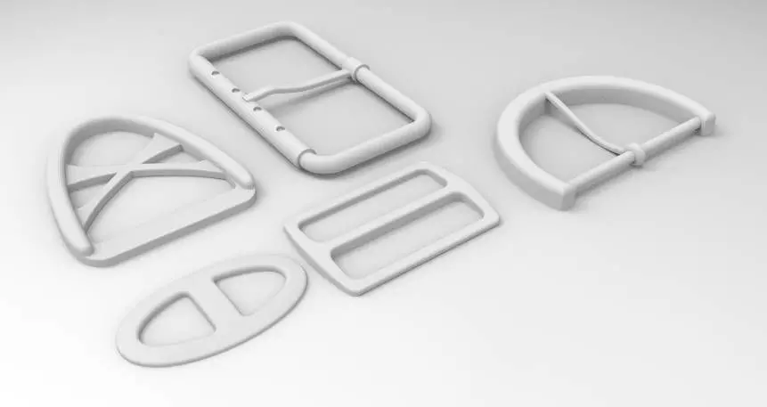 Set of 5 Shoe buckles 3D model_0