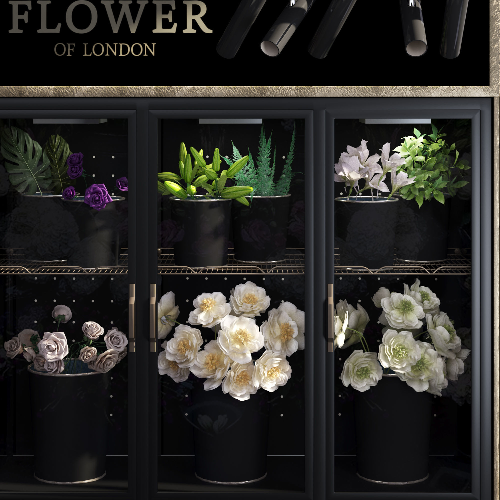 Refrigerated display for flowers-florist-flower shop decor set 3D model_15