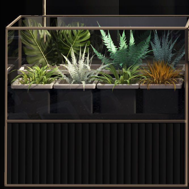 Refrigerated display for flowers-florist-flower shop decor set 3D model_12