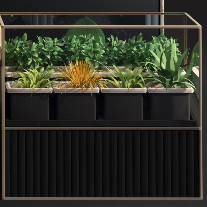 Refrigerated display for flowers-florist-flower shop decor set 3D model_11