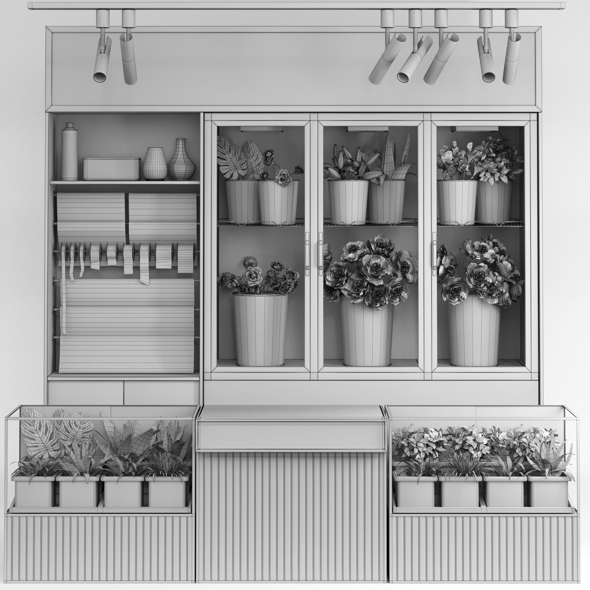 Refrigerated display for flowers-florist-flower shop decor set 3D model_29