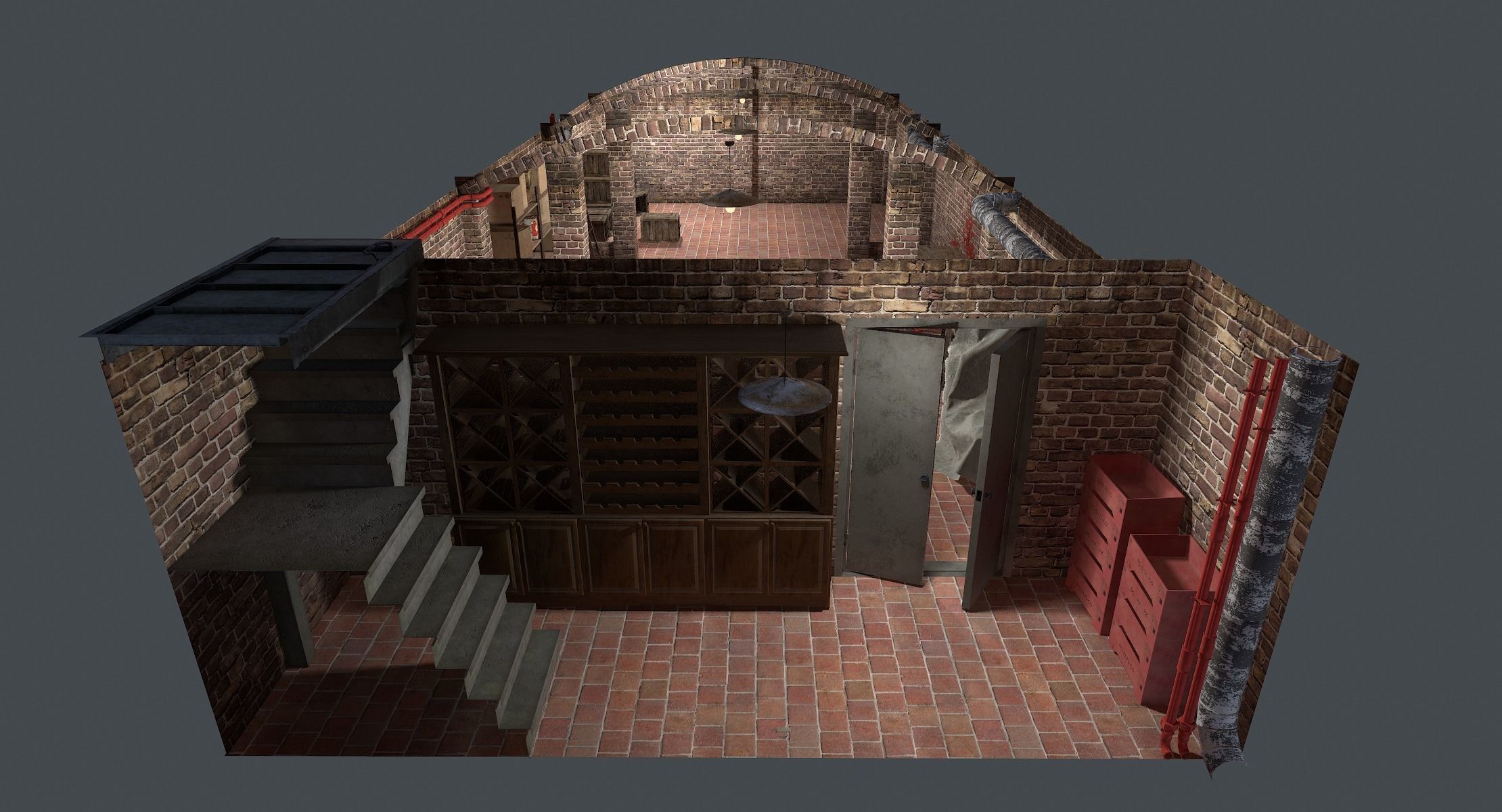 Basement Interior Lowpoly Low-poly 3D model_2