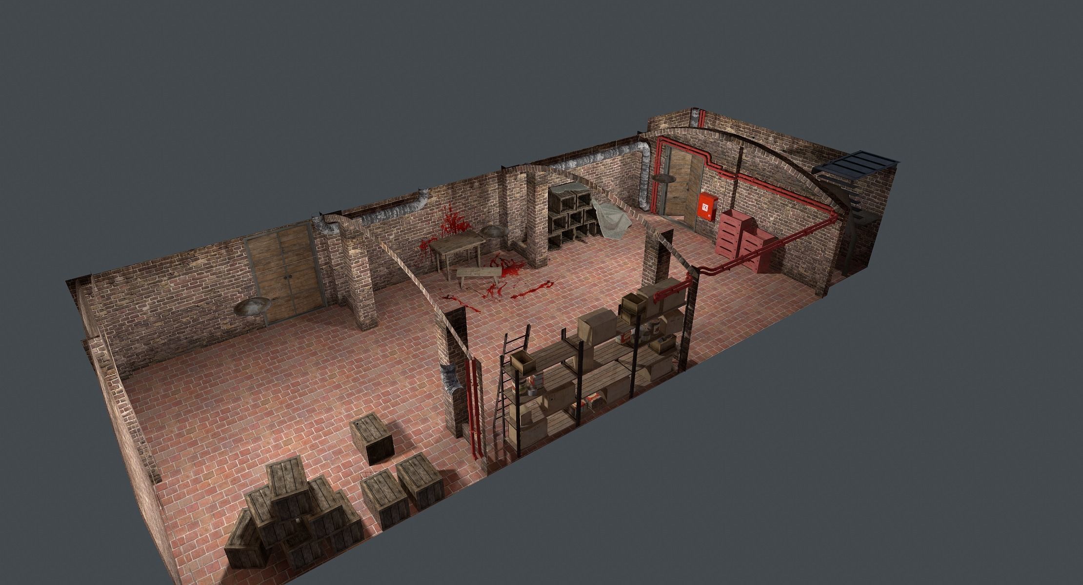 Basement Interior Lowpoly Low-poly 3D model_8