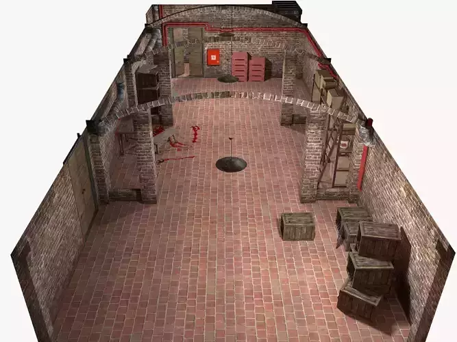 Basement Interior Lowpoly Low-poly 3D model