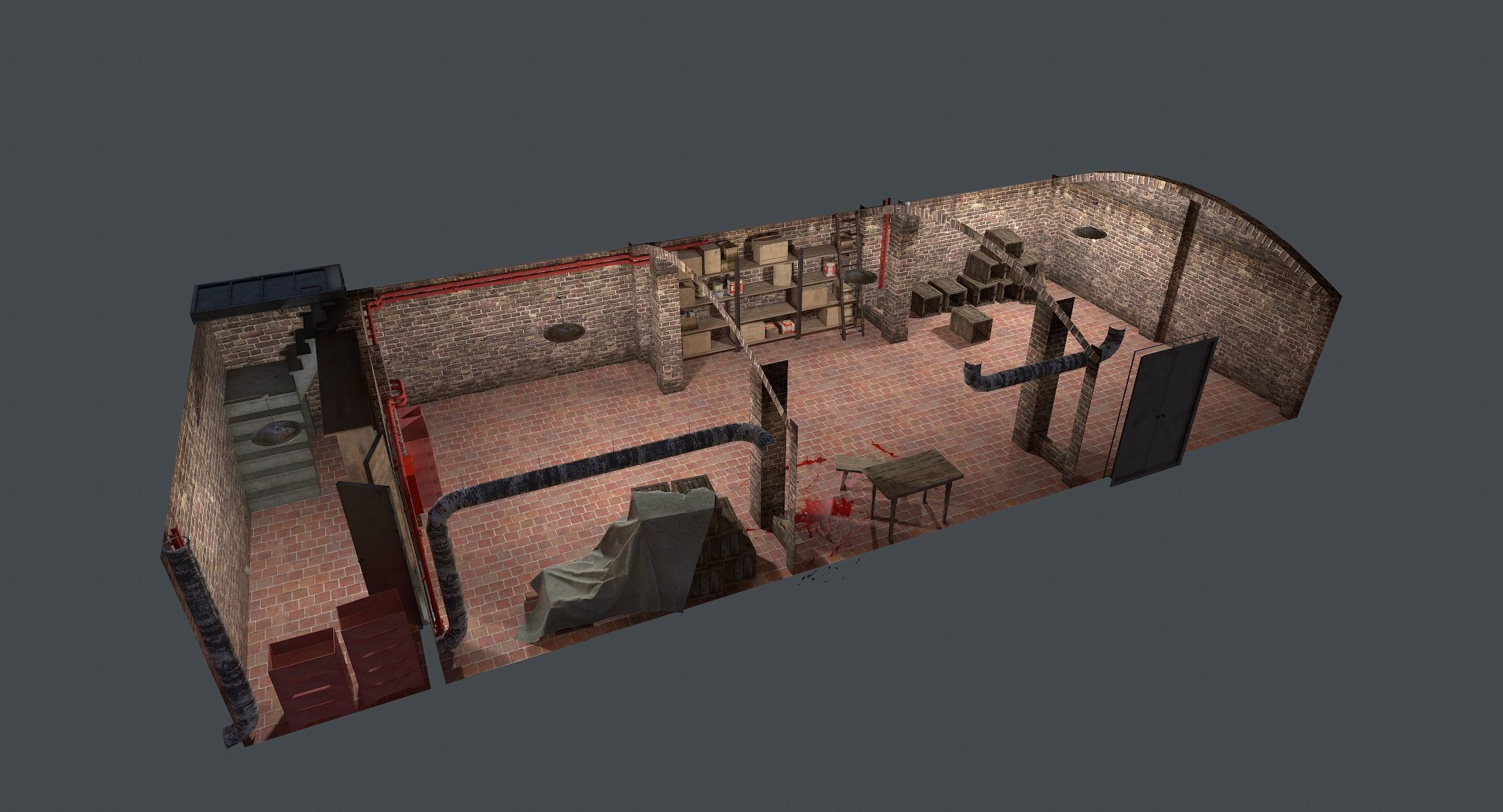 Basement Interior Lowpoly Low-poly 3D model_10