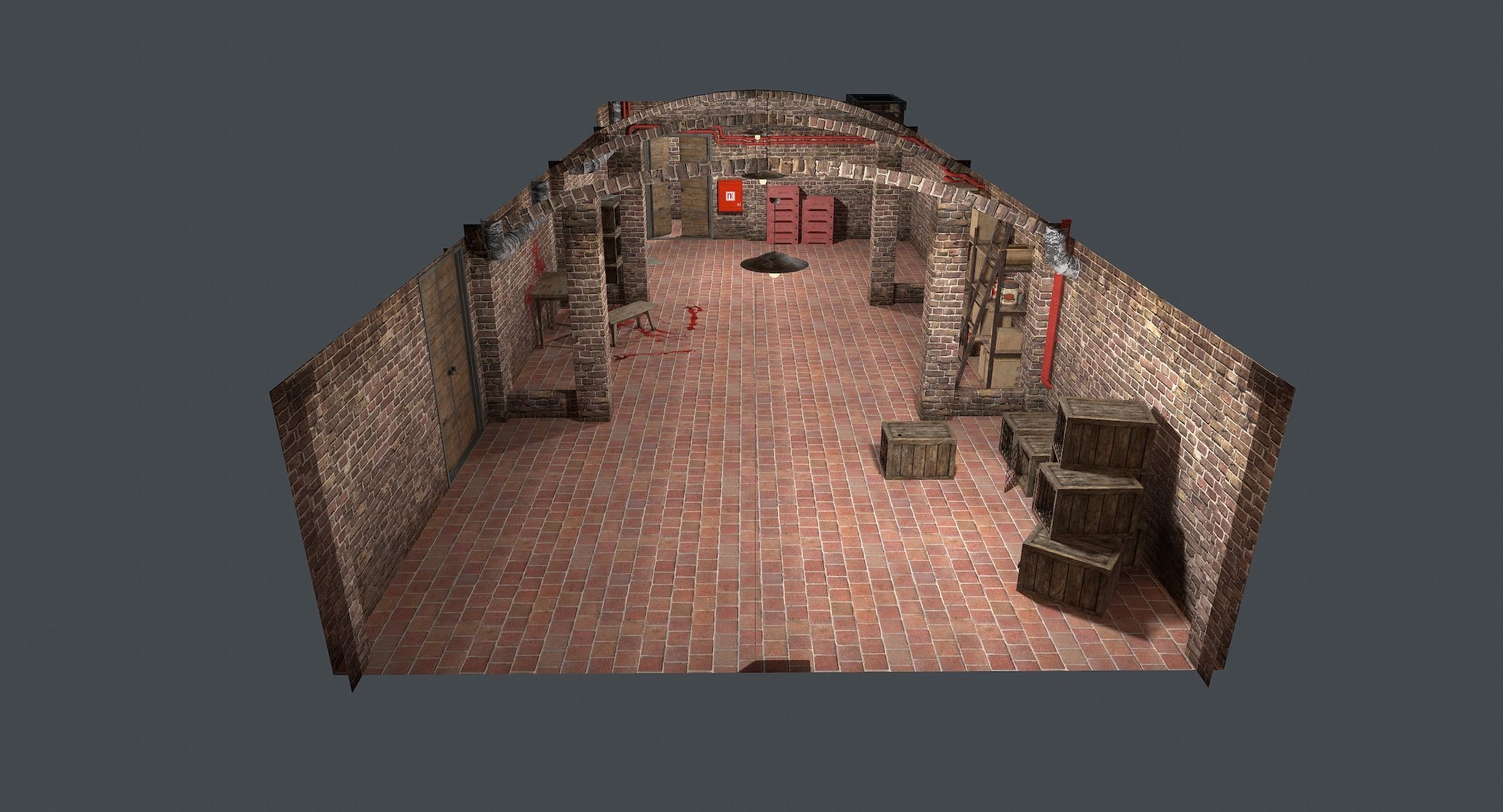 Basement Interior Lowpoly Low-poly 3D model_1