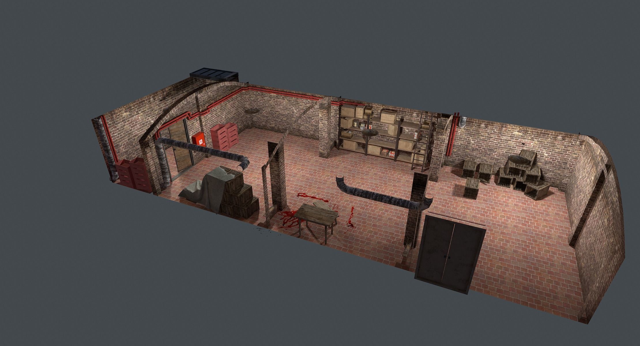 Basement Interior Lowpoly Low-poly 3D model_9