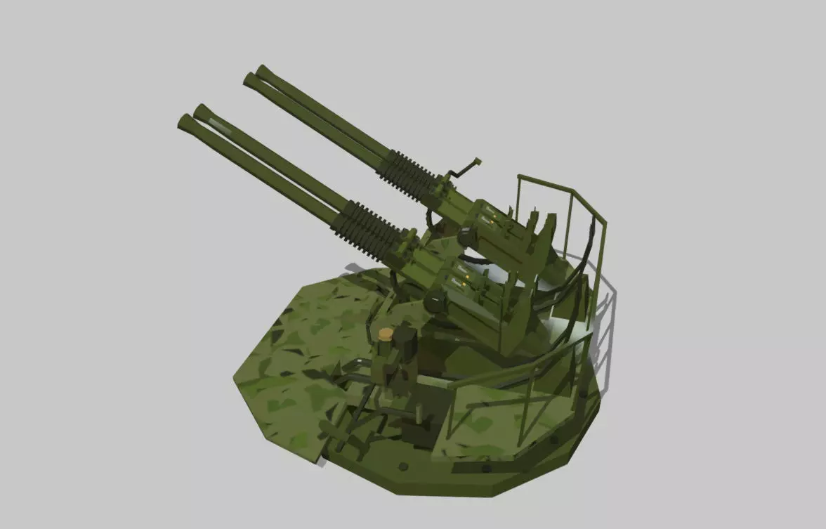 Drum Artillery Low-poly 3D model_0