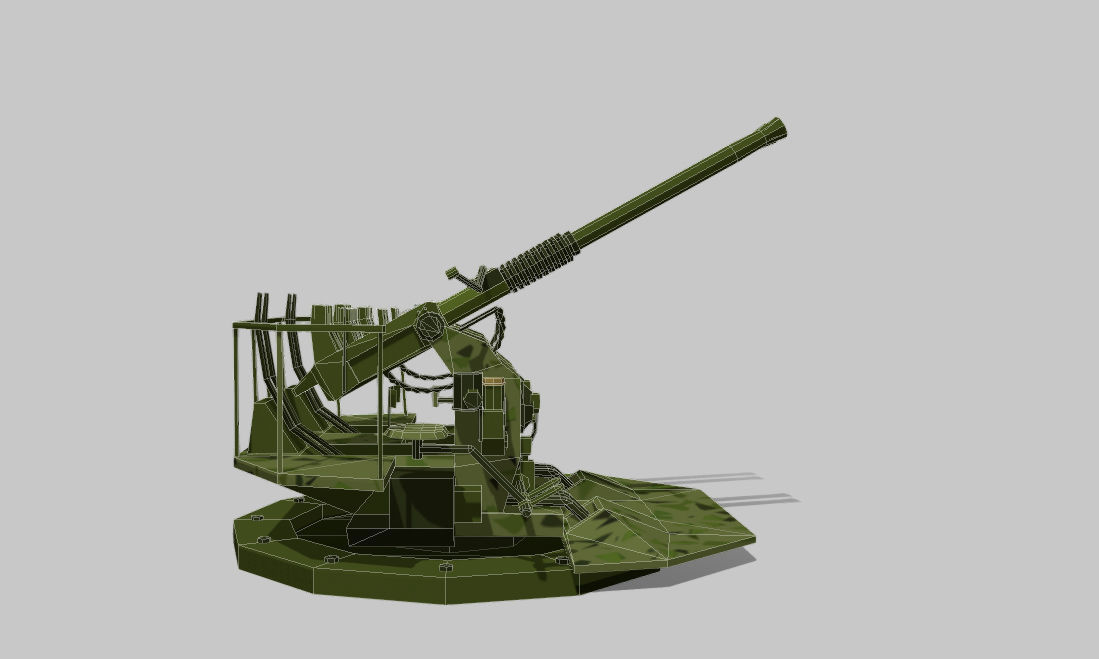 Drum Artillery Low-poly 3D model_7