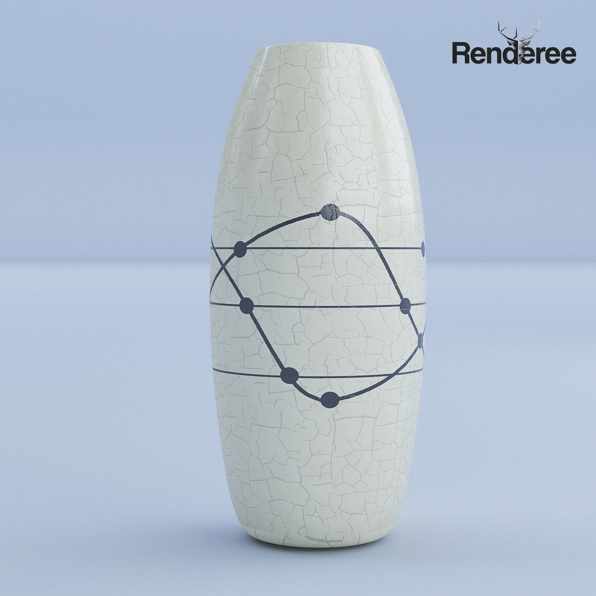 Ceramic White Vase Set 3D model_2