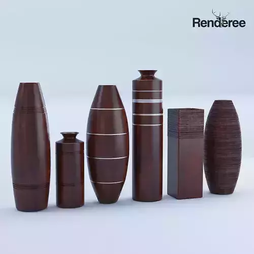 Wooden Vases Set