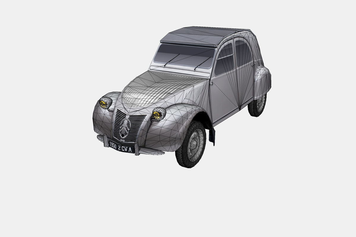 Citroen 2CV A 1950 Low-poly 3D model_16