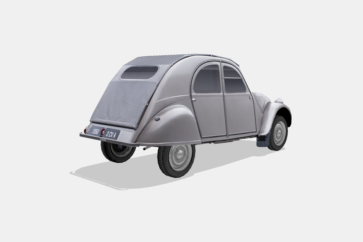 Citroen 2CV A 1950 Low-poly 3D model_2