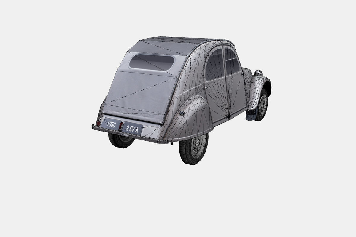 Citroen 2CV A 1950 Low-poly 3D model_17
