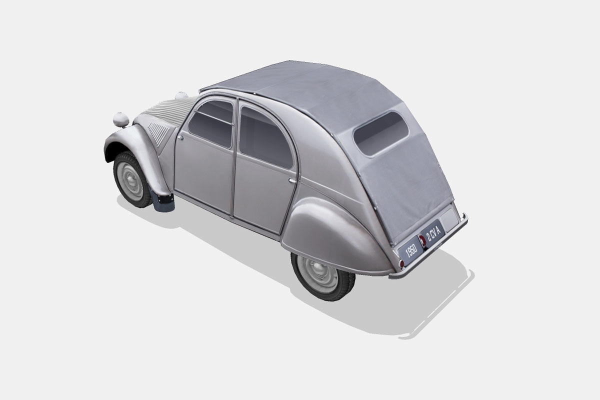 Citroen 2CV A 1950 Low-poly 3D model_7