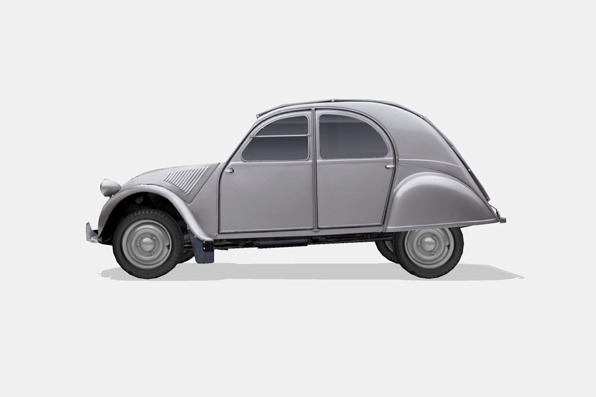 Citroen 2CV A 1950 Low-poly 3D model_6