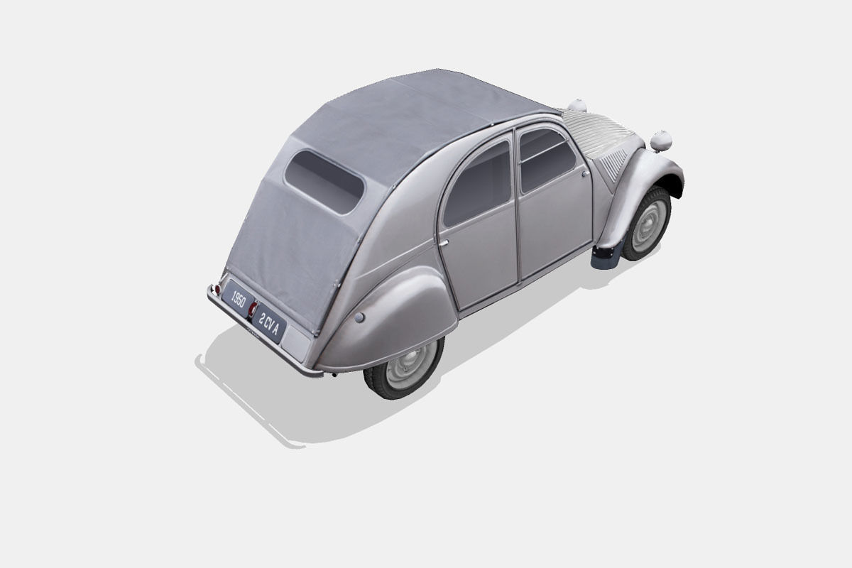 Citroen 2CV A 1950 Low-poly 3D model_12