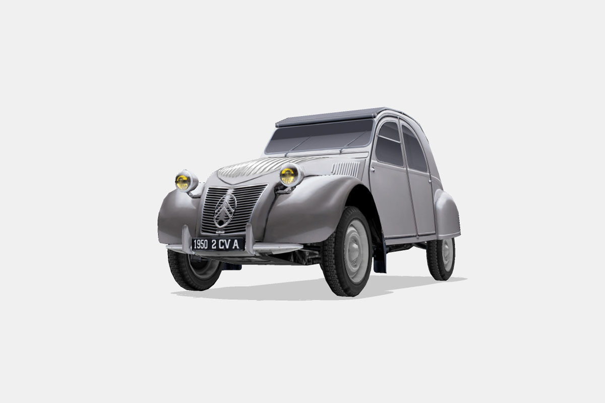 Citroen 2CV A 1950 Low-poly 3D model_4