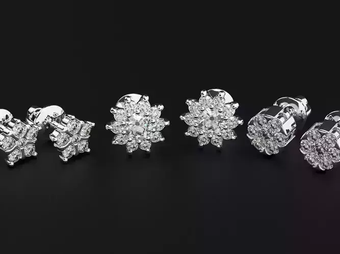 Pak stylish diamond stud earrings 479 3D print model