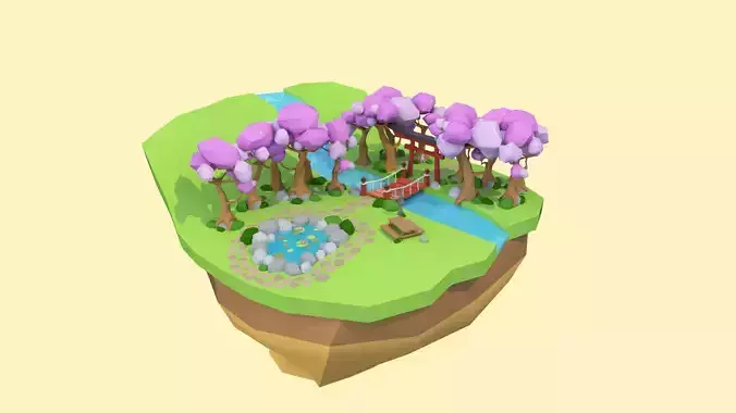 Low Poly Japan Ecosystem Low-poly 3D model