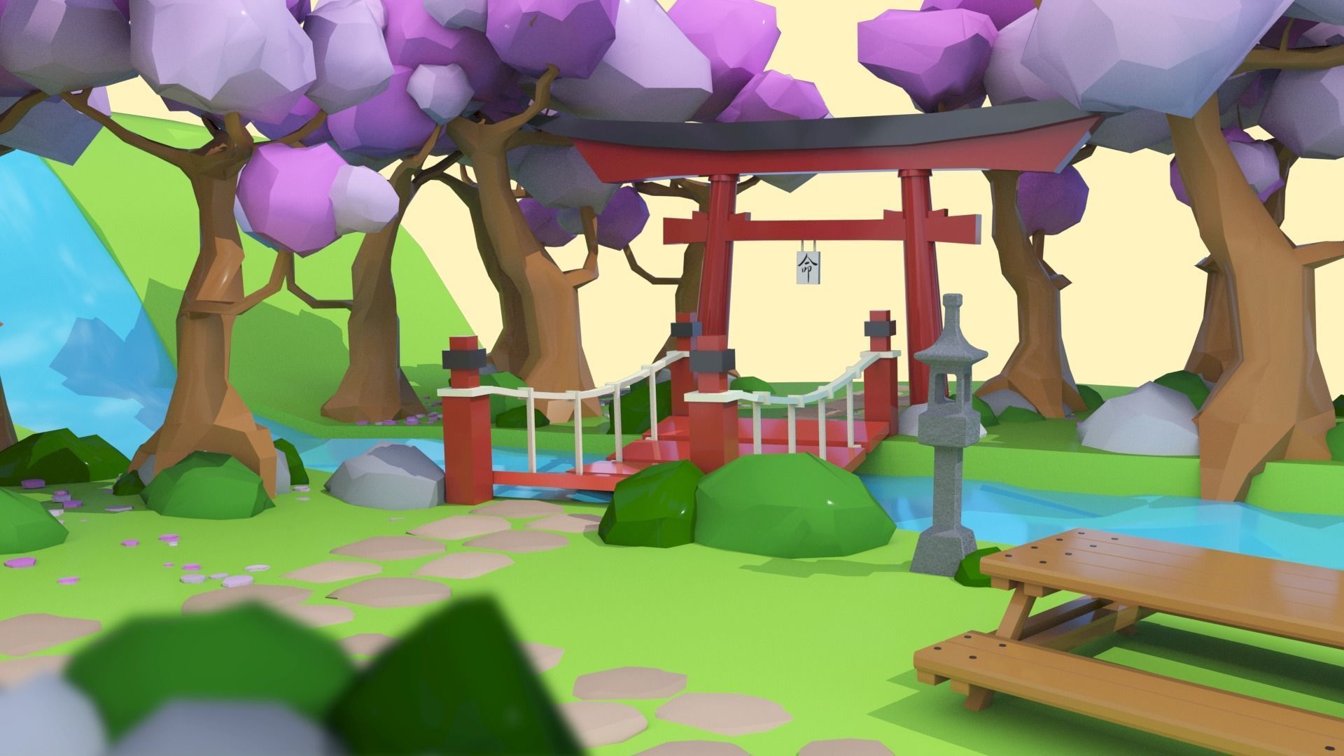 Low Poly Japan Ecosystem Low-poly 3D model_2