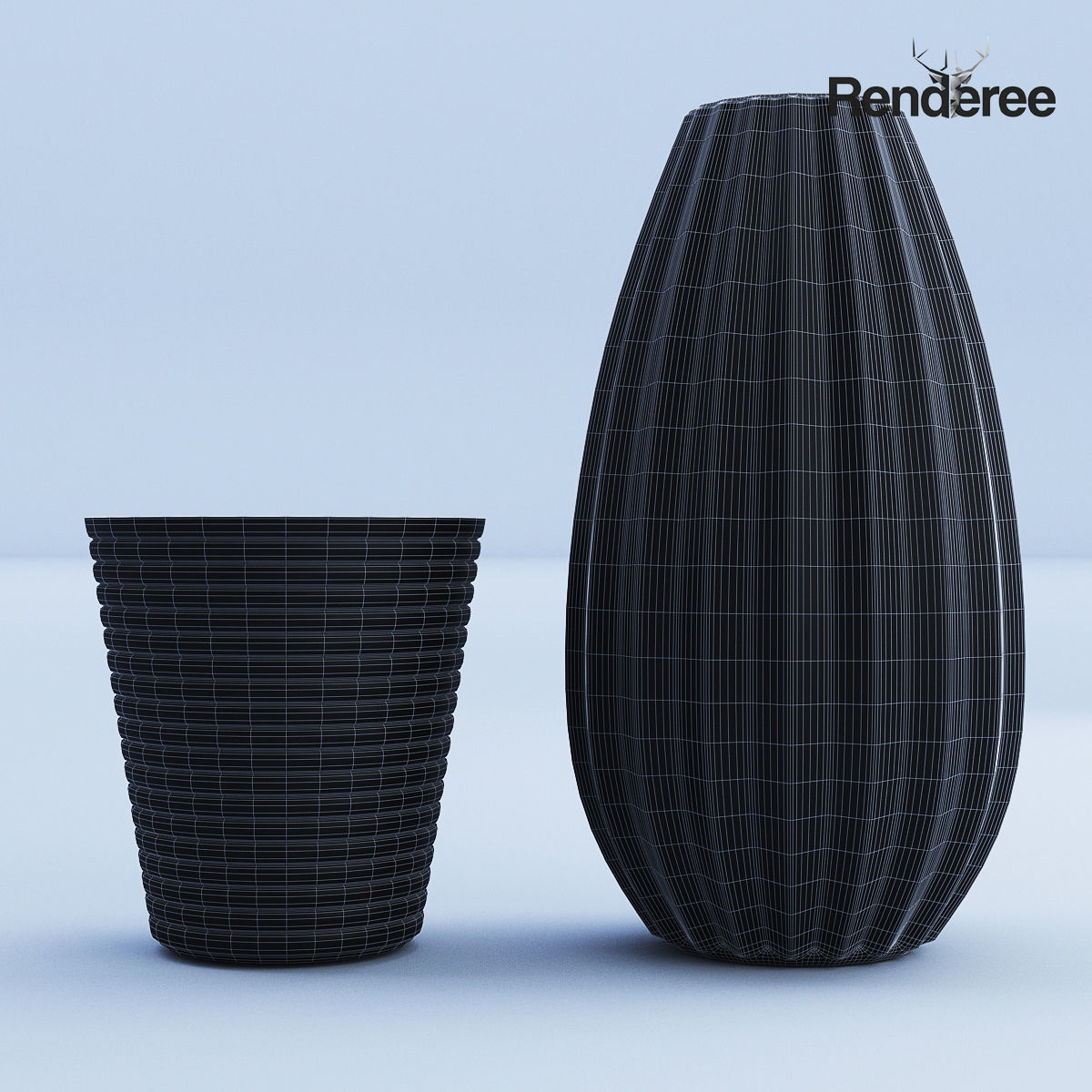 Glass Turquoise Vases 3D model_4