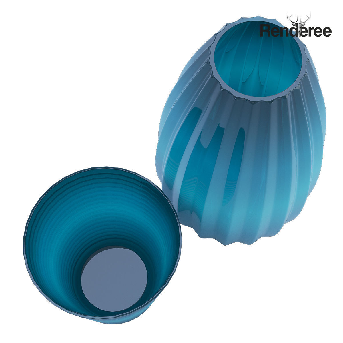 Glass Turquoise Vases 3D model_1