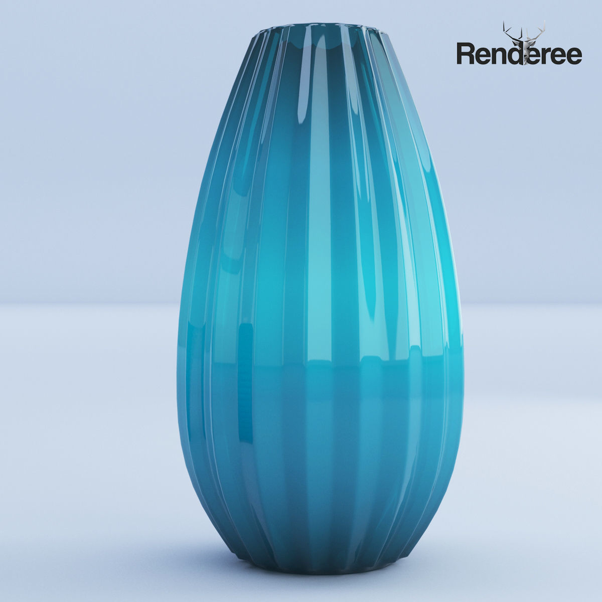 Glass Turquoise Vases 3D model_3