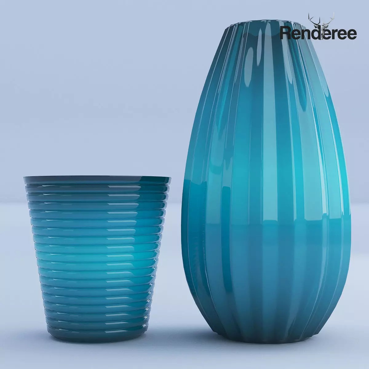 Glass Turquoise Vases 3D model_0