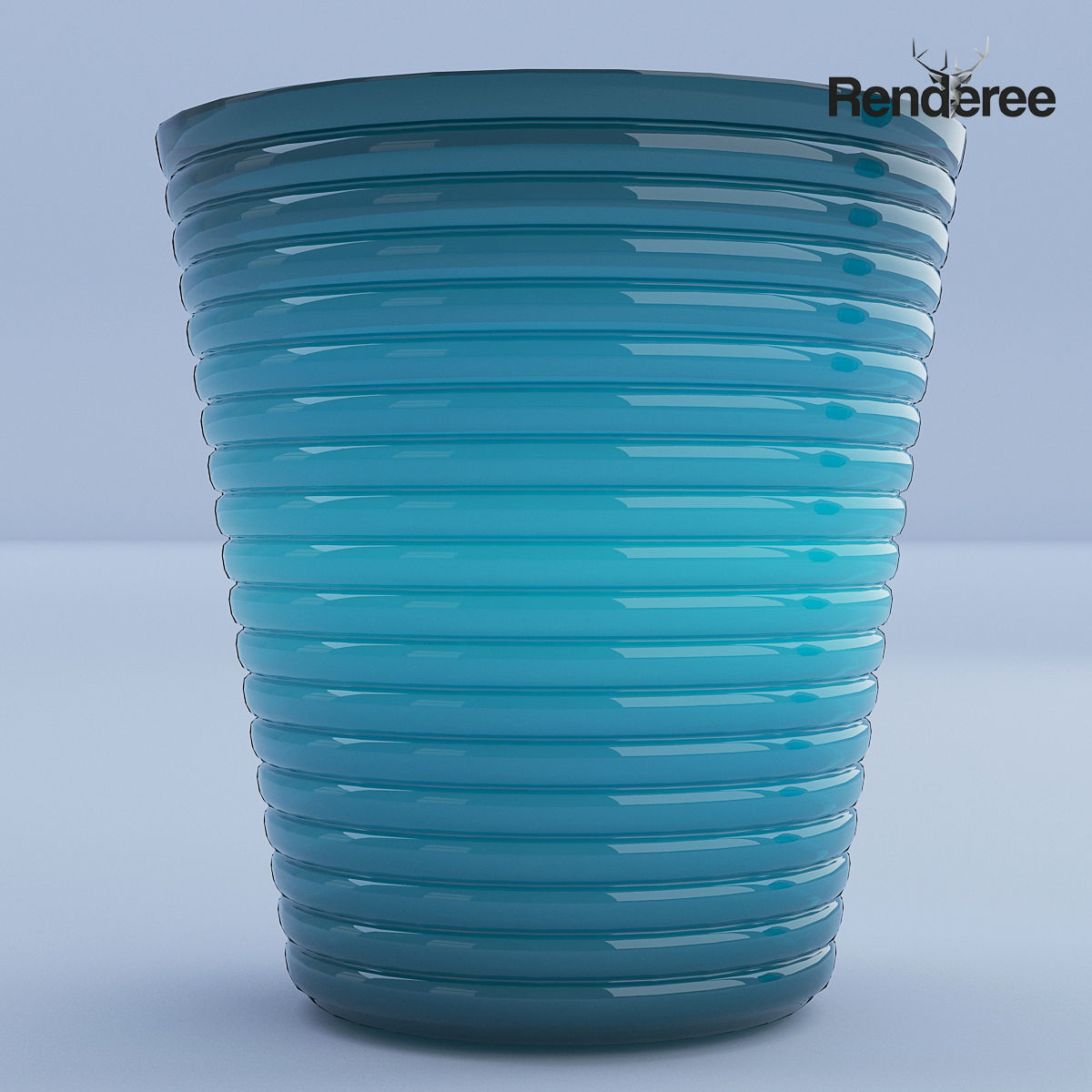 Glass Turquoise Vases 3D model_2