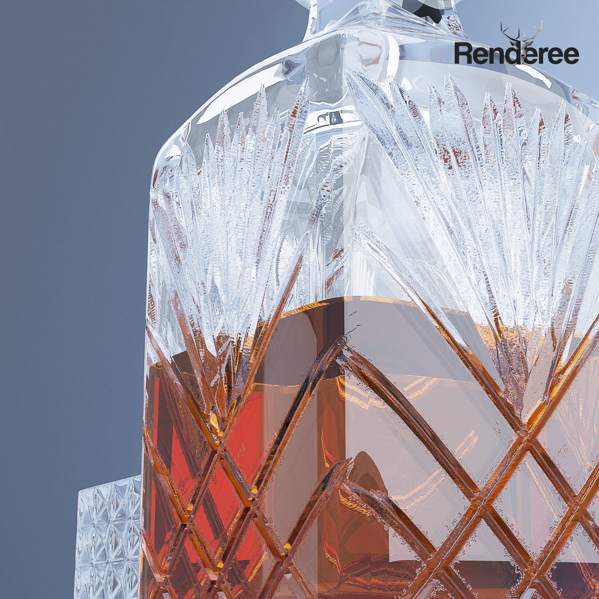 Crystal Decanter and Glass 3D model_2