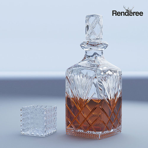Crystal Decanter and Glass 3D model