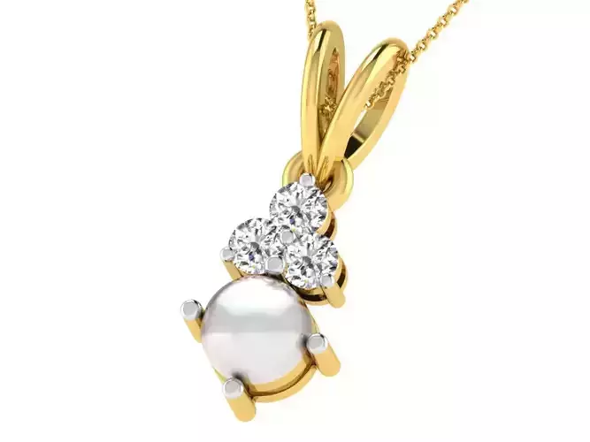 Women light weight pearl pendant 3dm stl render detail 