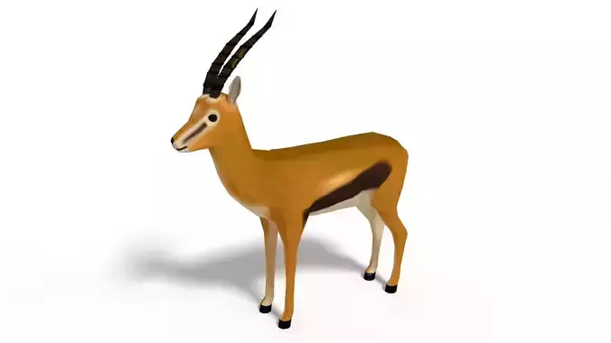 Low Poly Cartoon Thompson Gazelle Low-poly 3D model